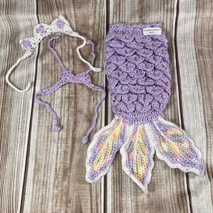 Hand Crochet Doll Mermaid Outfit, Mermaid Tail